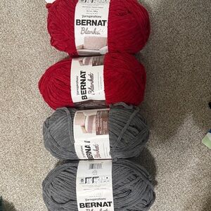 Bernat Blanket Yarn Set - Scarlet Red and Charcoal Gray